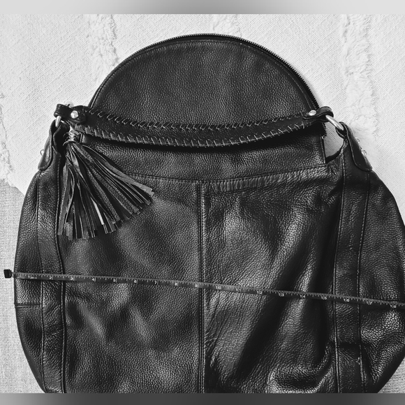 Onna Ehrlich Genuine Pebbled Soft Leather Purse Bag Hobo Soft Extra Large Tassel - Picture 8 of 11